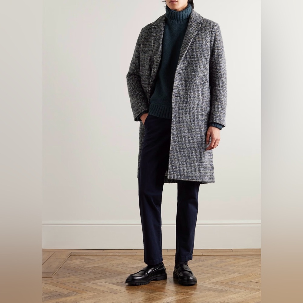 MR. P Mr. Porter Checked Brushed Wool-Blend Overcoat Men’s Small New With Tag